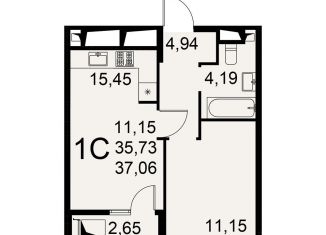 Продажа 1-ком. квартиры, 35.1 м2, Рязань, Интернациональная улица, 19А, район Канищево