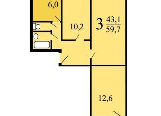 Продам 3-комнатную квартиру, 58.5 м2, Москва, Ореховый бульвар, 39к2, метро Красногвардейская