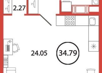 Продам квартиру студию, 34.8 м2, поселок Бугры, ЖК Энфилд