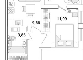 Однокомнатная квартира на продажу, 34.8 м2, Санкт-Петербург, метро Московская