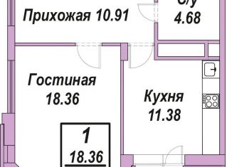 Продажа 1-комнатной квартиры, 47.2 м2, Калужская область