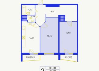 Продажа двухкомнатной квартиры, 78 м2, Санкт-Петербург, Светлановский проспект, 121к1, муниципальный округ Прометей