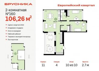 Продается 2-ком. квартира, 106.3 м2, Тюмень, жилой комплекс Европейский квартал, с34/11, ЖК Европейский квартал