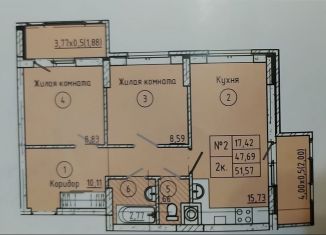 Продам 2-ком. квартиру, 51.1 м2, Батайск, переулок Талалихина, 30к2, ЖК Талалихина