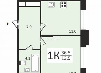 Продам 1-комнатную квартиру, 36.5 м2, Московский, улица Никитина, 11к4, ЖК Первый Московский