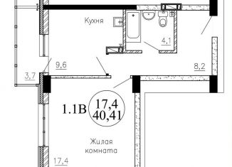 Продам однокомнатную квартиру, 40.4 м2, Новосибирск, Озёрная улица, ЖК Крымский
