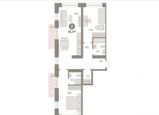 Продажа трехкомнатной квартиры, 81.2 м2, Тюмень, ЖК Речной Порт, Причальная улица, 7
