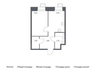 Продам однокомнатную квартиру, 37.5 м2, поселение Мосрентген, многофункциональный комплекс Тропарево Парк, к2.4