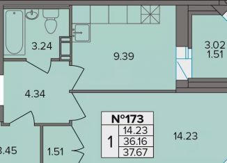 Продаю однокомнатную квартиру, 37.7 м2, деревня Новое Девяткино