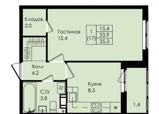 Продаю 1-комнатную квартиру, 35.3 м2, Коммунар