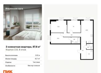 Продаю трехкомнатную квартиру, 87.8 м2, Московская область, жилой комплекс Ильинские Луга, к2.8