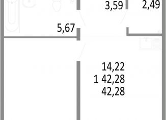 1-комнатная квартира на продажу, 42.3 м2, Екатеринбург, ЖК Притяжение