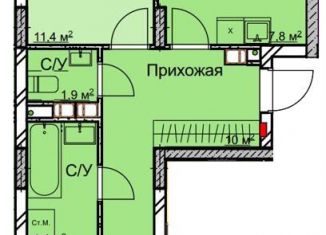 Продажа 2-комнатной квартиры, 59.7 м2, Нижний Новгород, метро Двигатель Революции