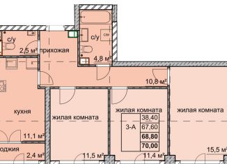 Продам трехкомнатную квартиру, 68.8 м2, Нижний Новгород, улица Дружаева, 30, метро Автозаводская