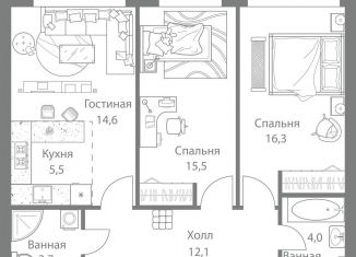 Продам трехкомнатную квартиру, 72.6 м2, Москва