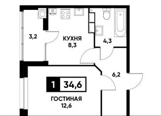 1-ком. квартира на продажу, 34.6 м2, Ставрополь, микрорайон № 36, улица Тухачевского, 33к1