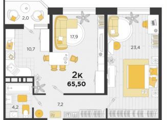 Продам 2-комнатную квартиру, 65.5 м2, Краснодар, улица имени В.Н. Мачуги, 166Ак1, ЖК Сказка Град