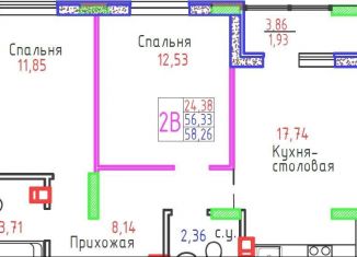 2-ком. квартира на продажу, 58.2 м2, Тольятти, улица Маршала Жукова, 60