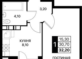 Продам 1-комнатную квартиру, 32.2 м2, Ростов-на-Дону, Первомайский район