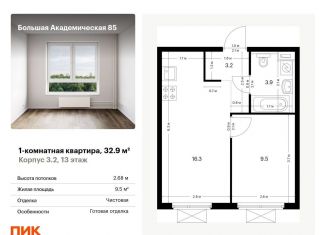 Продается однокомнатная квартира, 32.9 м2, Москва, метро Окружная, жилой комплекс Большая Академическая 85, к3.2