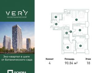 Продажа 4-комнатной квартиры, 90.8 м2, Москва, Ботаническая улица