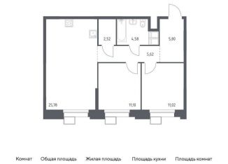 Продам 2-комнатную квартиру, 66.5 м2, поселение Мосрентген, многофункциональный комплекс Тропарево Парк, к2.4
