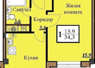 Продается 1-комнатная квартира, 34.3 м2, Ессентуки