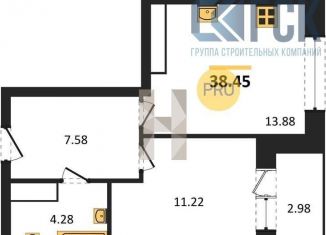 Продам 1-комнатную квартиру, 38.5 м2, Воронежская область