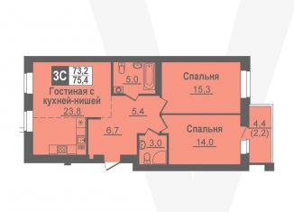 3-ком. квартира на продажу, 75.4 м2, Новосибирская область