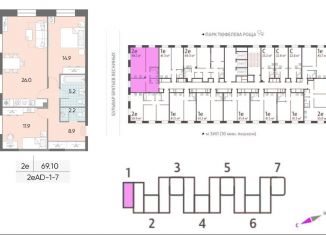 Продажа 3-комнатной квартиры, 69.1 м2, Москва, ЖК Зиларт, улица Архитектора Щусева, 5к2