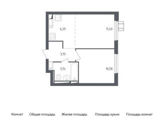 Продажа двухкомнатной квартиры, 35.8 м2, посёлок Мирный, улица Академика Северина, 13