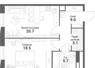 Продам 1-комнатную квартиру, 56.8 м2, Москва, метро Коломенская