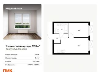 Продажа 1-комнатной квартиры, 32.3 м2, Москва, ЖК Амурский Парк