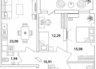 Продажа 2-ком. квартиры, 74.6 м2, Санкт-Петербург, Кубинская улица, 82к3с1, метро Звёздная