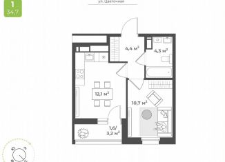 Продается 1-комнатная квартира, 33.1 м2, Тверь