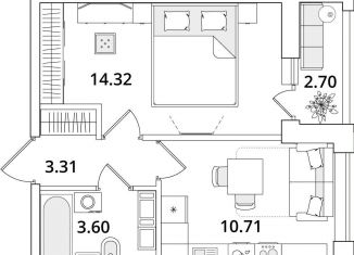 Продаю однокомнатную квартиру, 33.3 м2, Санкт-Петербург, Кубинская улица, 82к3с1, метро Звёздная