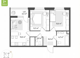 Продам 2-ком. квартиру, 57.7 м2, Тверь