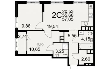 Продается 2-комнатная квартира, 57.2 м2, Рязань, Московский район