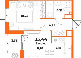 Двухкомнатная квартира на продажу, 35.4 м2, Хабаровский край