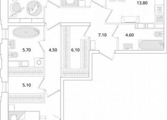 Трехкомнатная квартира на продажу, 95.6 м2, Санкт-Петербург, метро Комендантский проспект, Планерная улица, 99