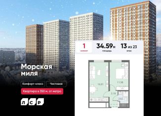 Однокомнатная квартира на продажу, 34.6 м2, Санкт-Петербург, метро Ленинский проспект