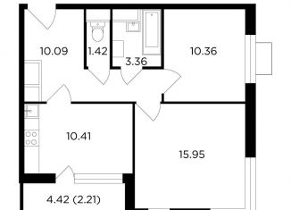 2-ком. квартира на продажу, 53.8 м2, Одинцово, ЖК Одинград квартал Семейный, микрорайон Клубничное Поле, 10