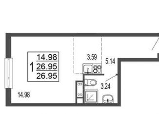 Квартира на продажу студия, 27 м2, Лыткарино, 6-й микрорайон, 15Д