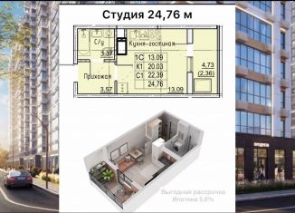 Продаю квартиру студию, 26 м2, Ставрополь, улица Западный Обход, 50Б, микрорайон № 36