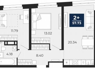 Продам двухкомнатную квартиру, 57.7 м2, Тюменская область, Арктическая улица, 6