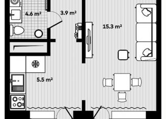 Продажа 1-ком. квартиры, 33.3 м2, посёлок Тавричанка