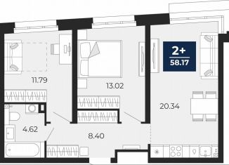 Продаю 2-комнатную квартиру, 58.2 м2, Тюмень, Арктическая улица, 6, Калининский округ