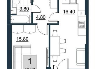 Продается 1-ком. квартира, 44 м2, Саратов, улица имени Евгения Долгина, 8, ЖК Булгаковский Парк