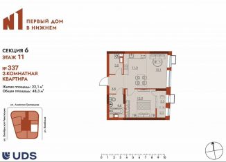 Продажа двухкомнатной квартиры, 48.3 м2, Нижний Новгород, метро Московская