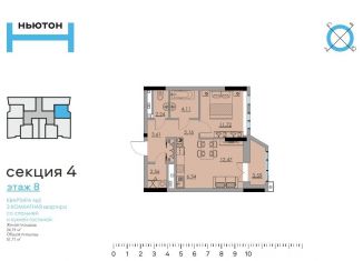 Продажа 2-комнатной квартиры, 51.7 м2, Пермь, улица Фридриха Энгельса, 18, ЖК Ньютон